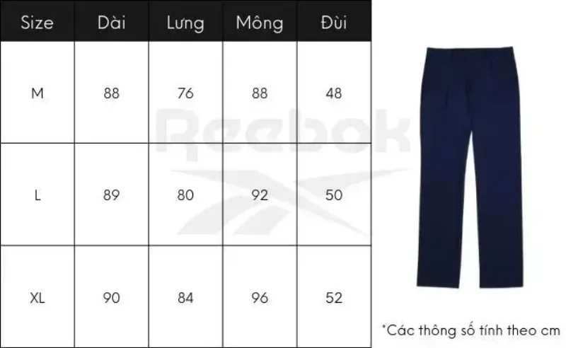 Bảng size quần tây nữ 