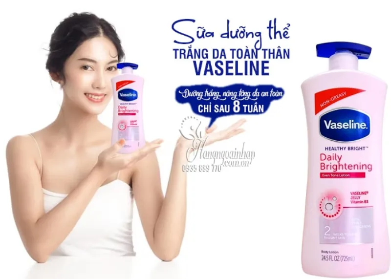 Sữa dưỡng thể trắng da toàn thân Vaseline 725 ml của Mỹ