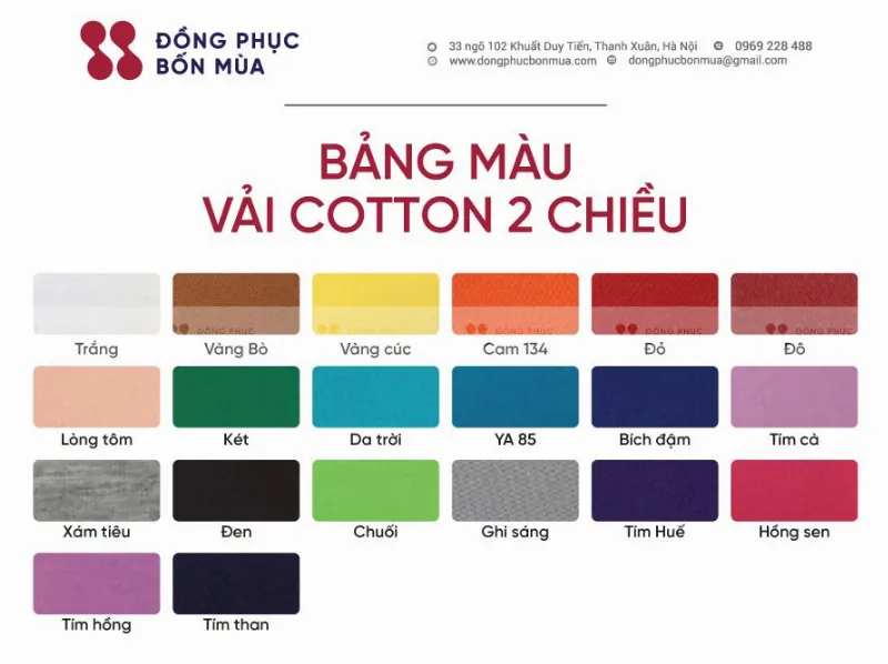 Bảng màu cho áo họp lớp 1