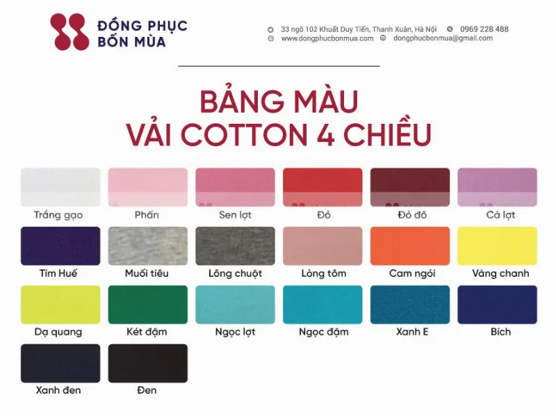 Bảng màu cho áo họp lớp 2