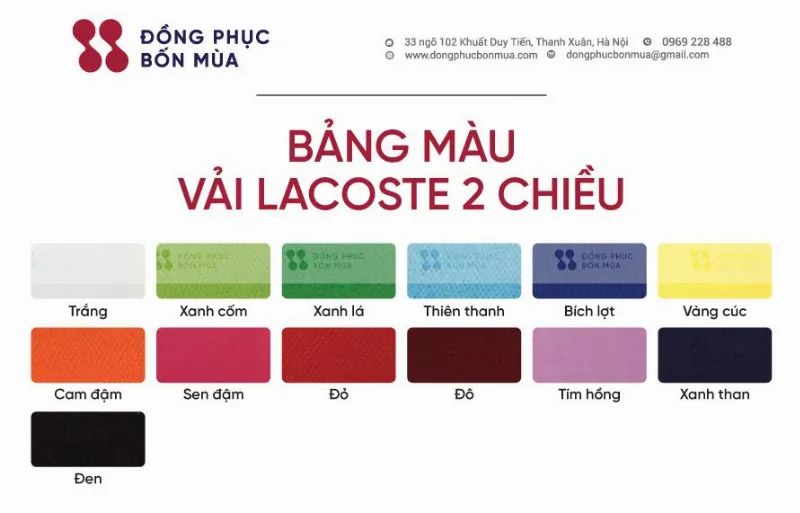 Bảng màu cho áo họp lớp 3