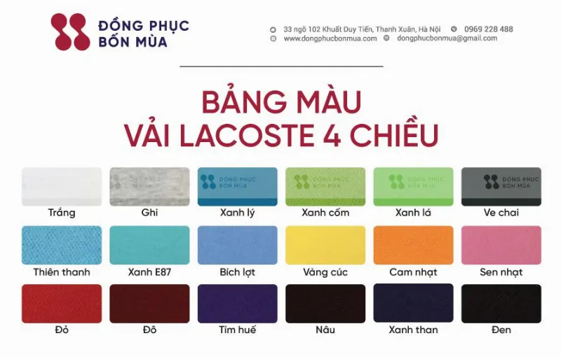 Bảng màu cho áo họp lớp 4