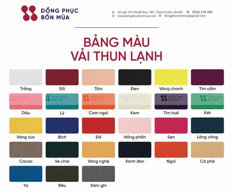 Bảng màu cho áo họp lớp 5